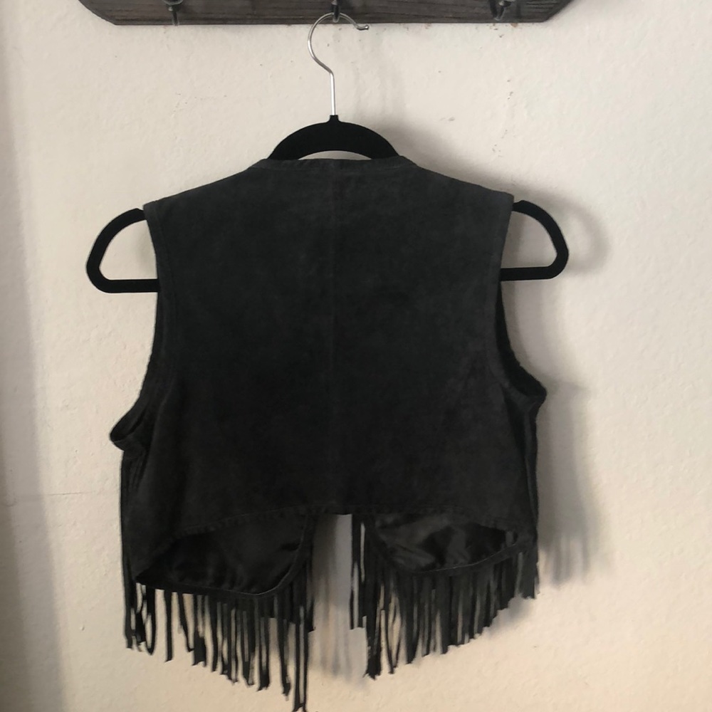 Rudsak 100% leather fringe vest in dark grey - Picture 4 of 5